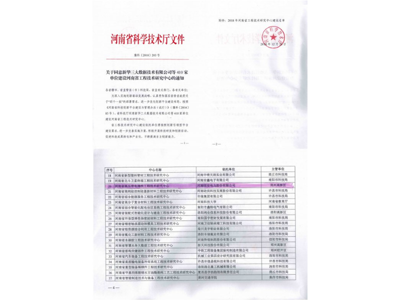 热烈祝贺恒安电力升级为河南省高压带电(清洗）工程技术中心